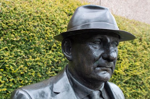 Statue of Painter L.S. Lowry in Mottram