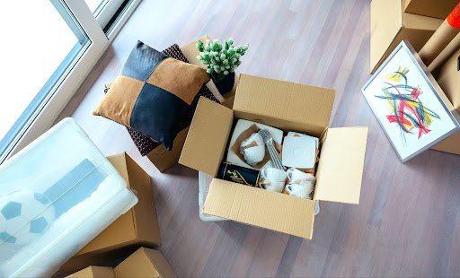 packing a box in progress