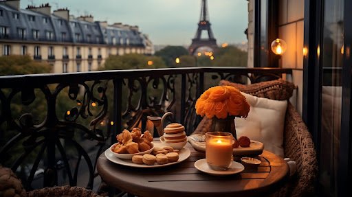 Balcony view with Halloween decorative