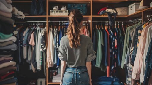 woman front of her wardrobe